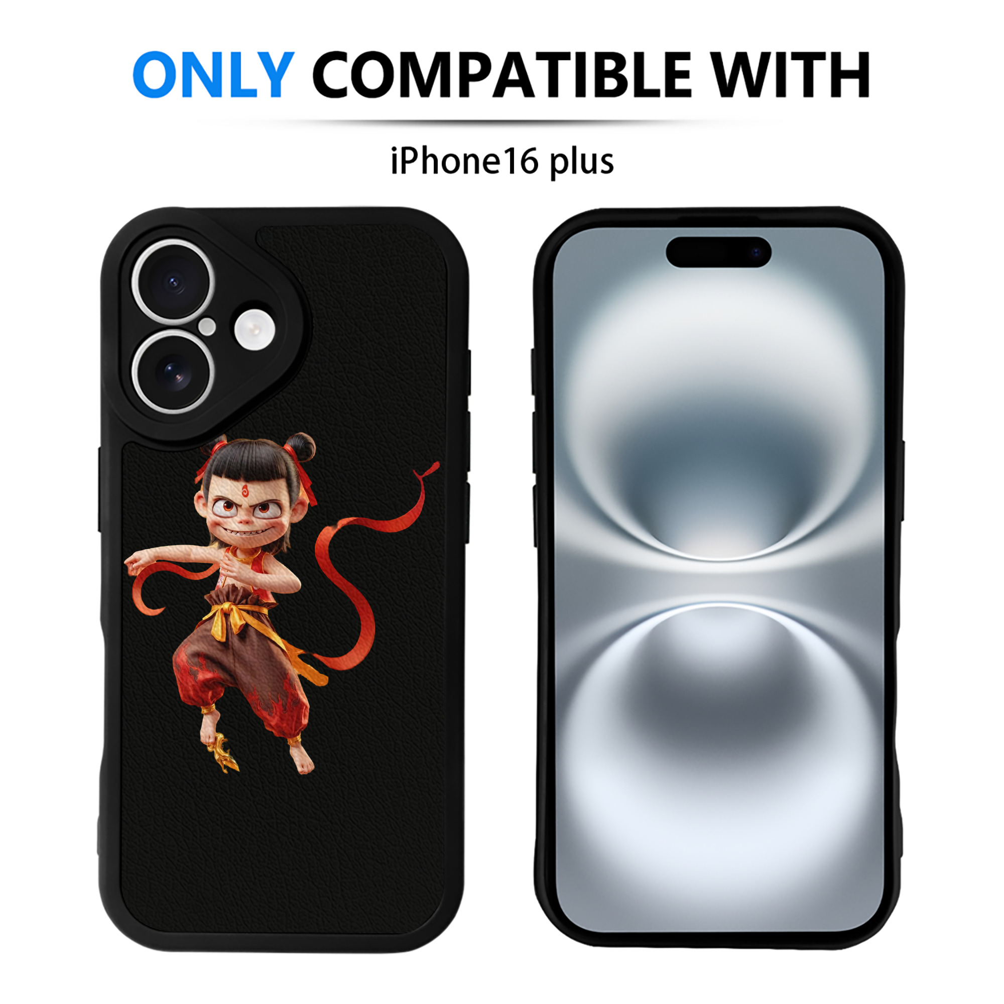 （画像用） Ne Zha 2 ナタ 魔童の大暴れ 【iPhone 16シリーズ対応】シリコンスマホケース（レザー調） 材質：シリコン